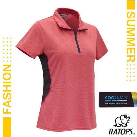 【瑞多仕-RATOPS】女款 COOLMAX 輕量透氣翻領POLO衫/DB1742 杏桃紅色/黑灰色✿30E010